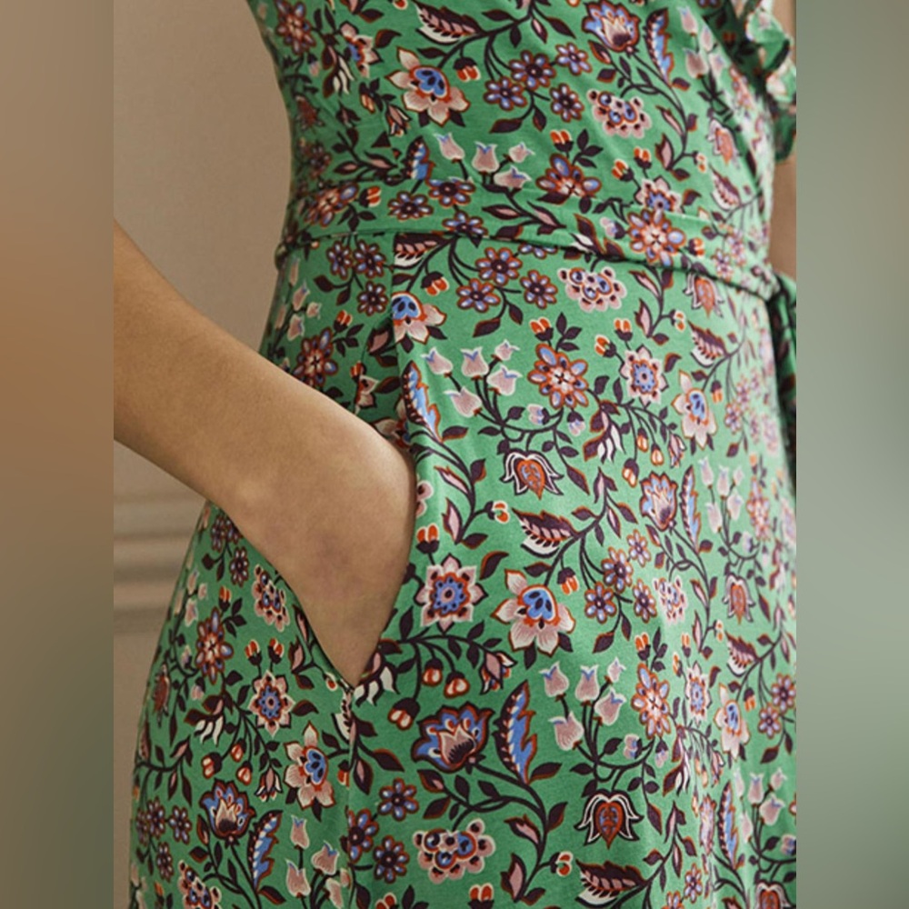 Green Boden Saskia Jersey Wrap Dress 20 - Picture 4 of 15